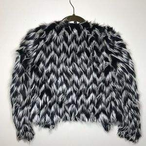 black and white faux fur jacket